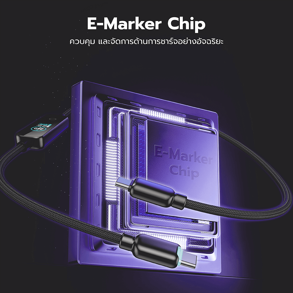 สายชาร์จเร็ว ZTEC รุ่น ZC561 USB-C TO USB-C 1.2 เมตร สีดำ 5A 240W หน้าจอ TFT